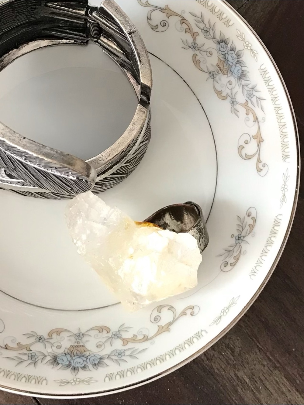 Vintage Japanese Porcelain Floral Jewelry Trinket Tray